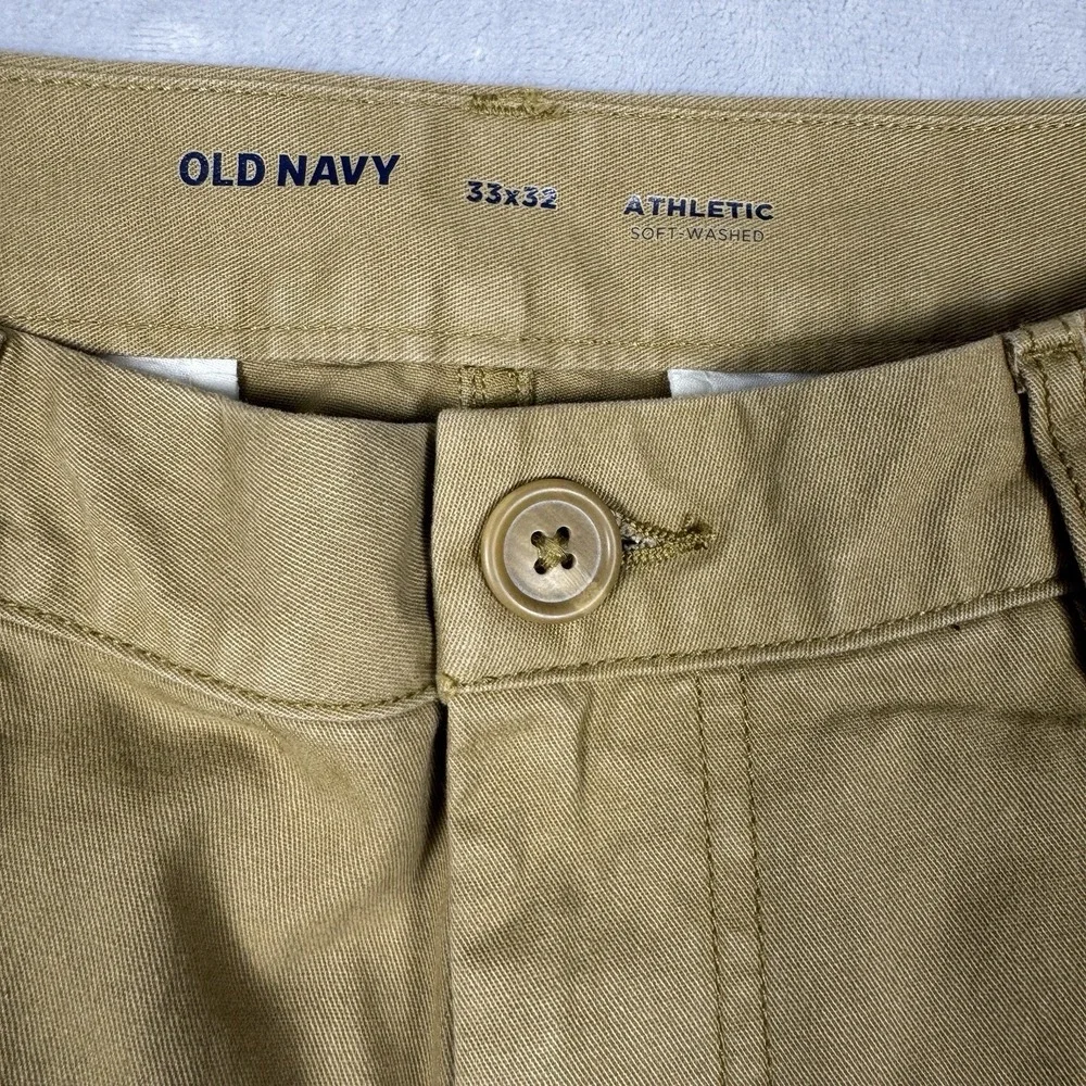 Old Navy Mens Athletic Soft-Washed Chino Pants Khaki Tan 33x32‎ 661276-05-1 NEW